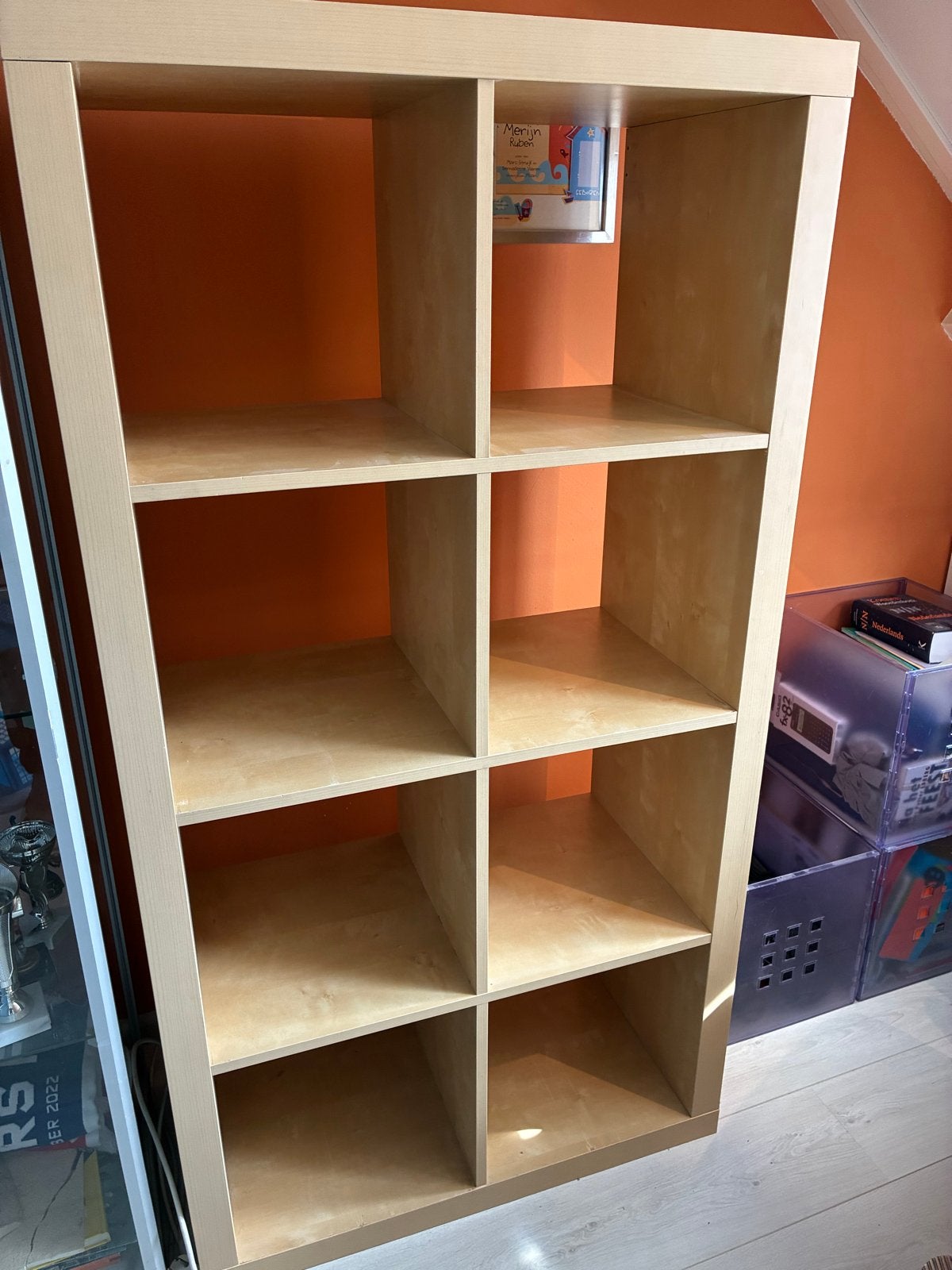 IKEA Kast kallax met 8 vakken - Licht Houtkleur& wit, Huis en Inrichting, Ophalen, Met plank(en), Gebruikt, 100 tot 150 cm
