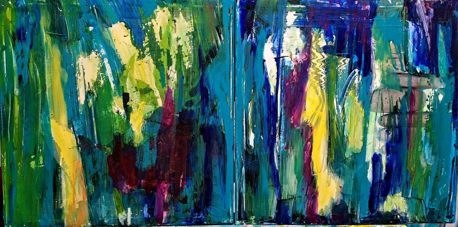 Abstract Schilderij 2-luik - Eigen Werk, Ophalen of Verzenden