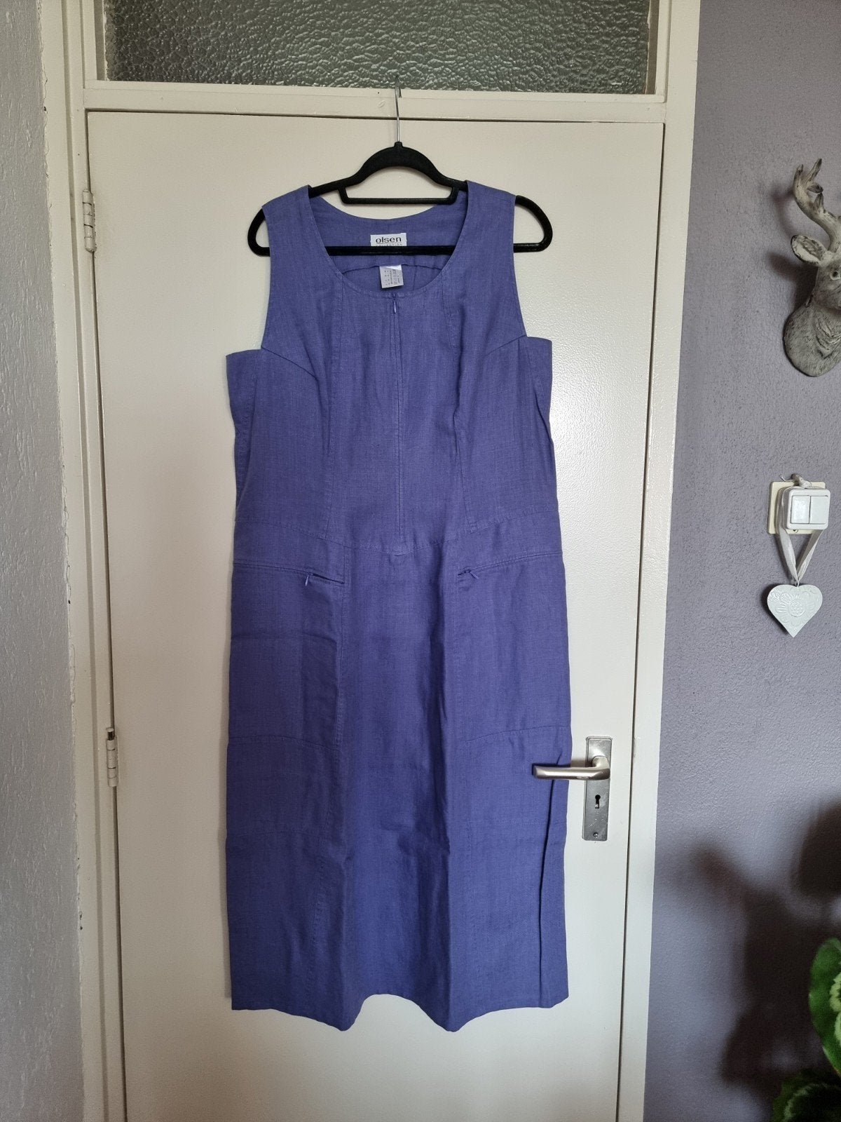 Olsen lavendelkleurige 100% linnen jurk, maat 46, Kleding | Dames, Olsen, Paars, Maat 46/48 (XL) of groter, Ophalen of Verzenden