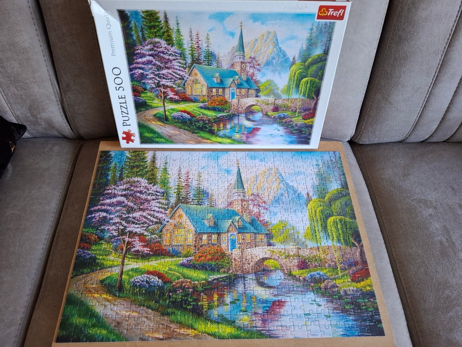 Trefl Legpuzzel 500 stukjes - Kerkje aan de Rivier, Ophalen of Verzenden, 500 t/m 1500 stukjes, Zo goed als nieuw, Legpuzzel