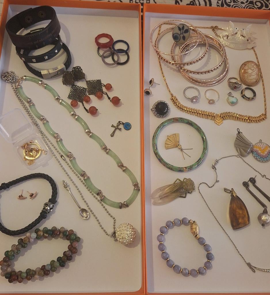 Vintage sieraden lot/ partij ook zilver erbij, Verzenden, Gebruikt, Zilver, Zilver