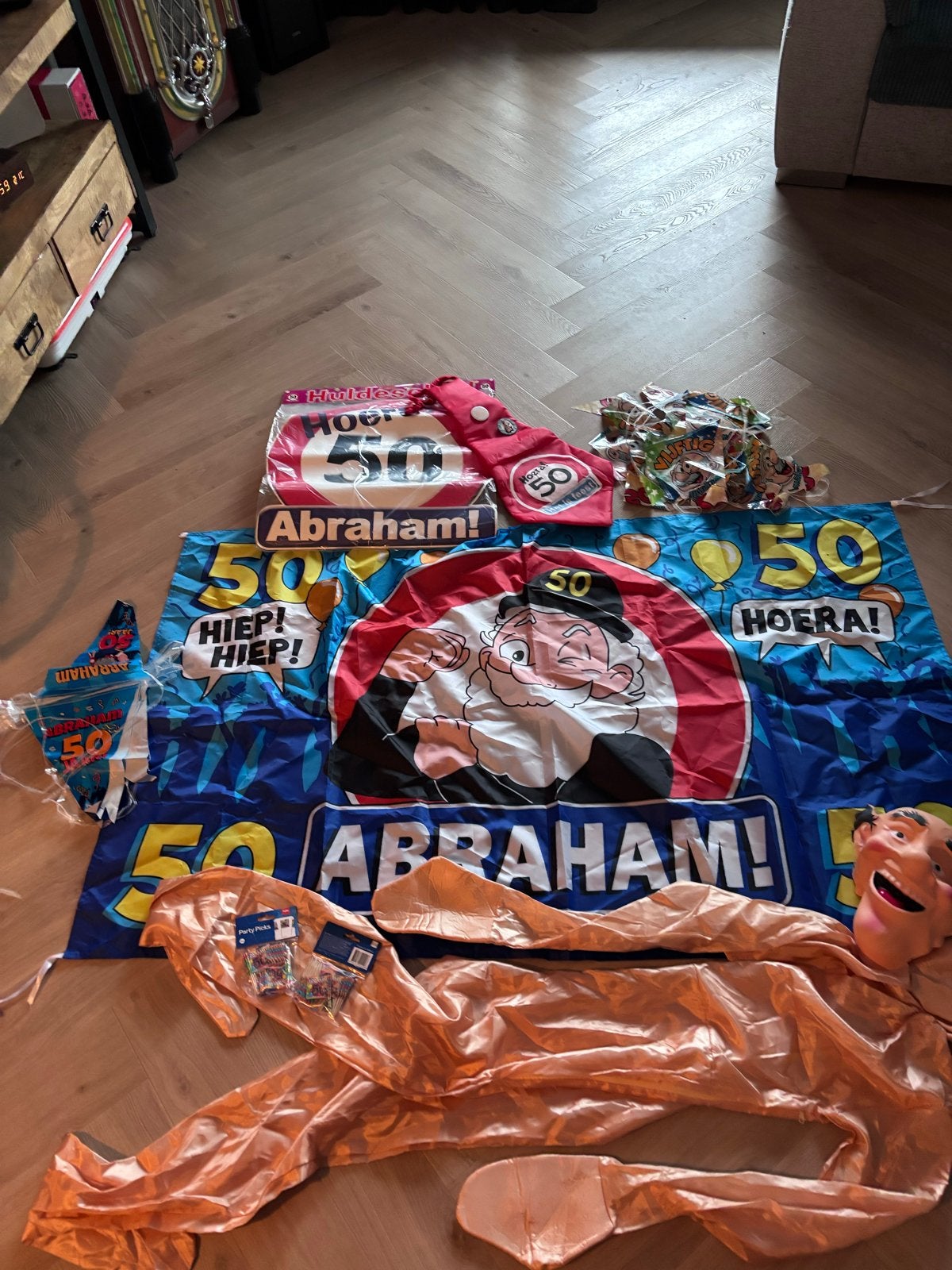 Abraham 50 jaar feestpakket - Compleet en feestelijk!, Ophalen, Zo goed als nieuw, Versiering, Abraham of Sarah
