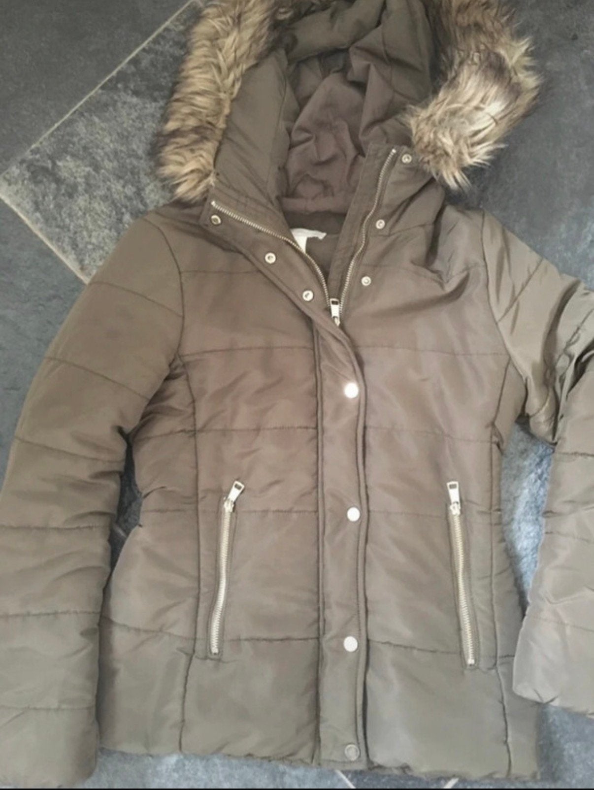 H&M groene winterjas maat 32 ZGAN, Ophalen of Verzenden, Zo goed als nieuw, Maat 34 (XS) of kleiner, Groen