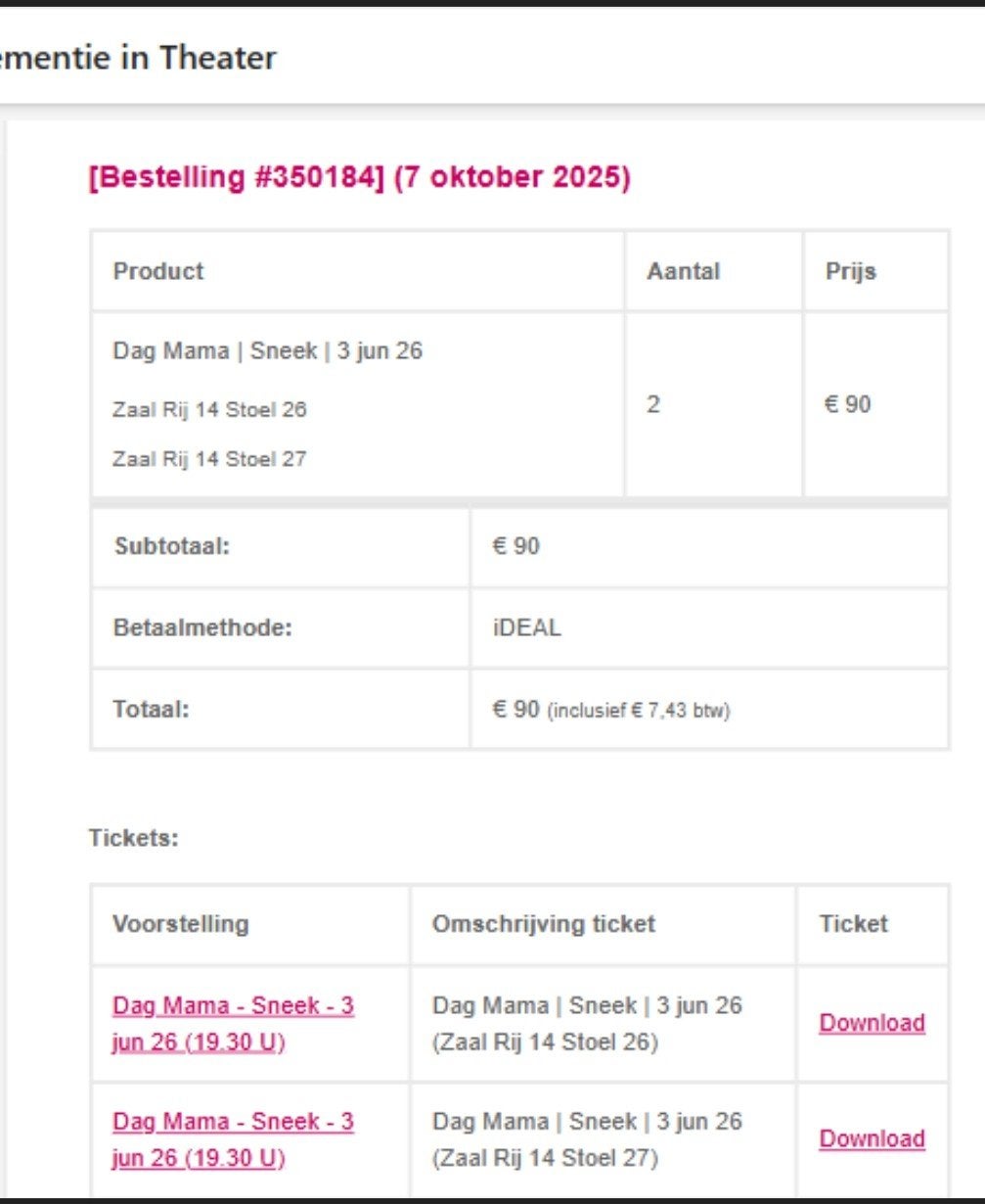 2 tickets Dementie in Theater voor 3 juni  in Sneek, Twee personen