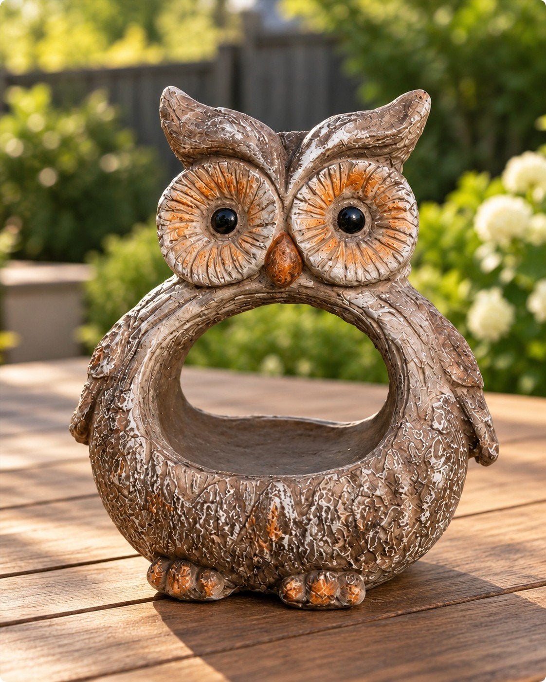 Uil plantenpot / bloempot – tuin, terras of balkon, Dierenbeeld, Steen, Beast & Home, Nieuw