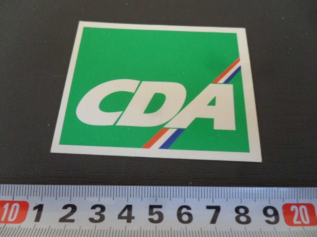 sticker politiek CDA vlag rood/wit/blauw op groen, Ophalen, Zo goed als nieuw