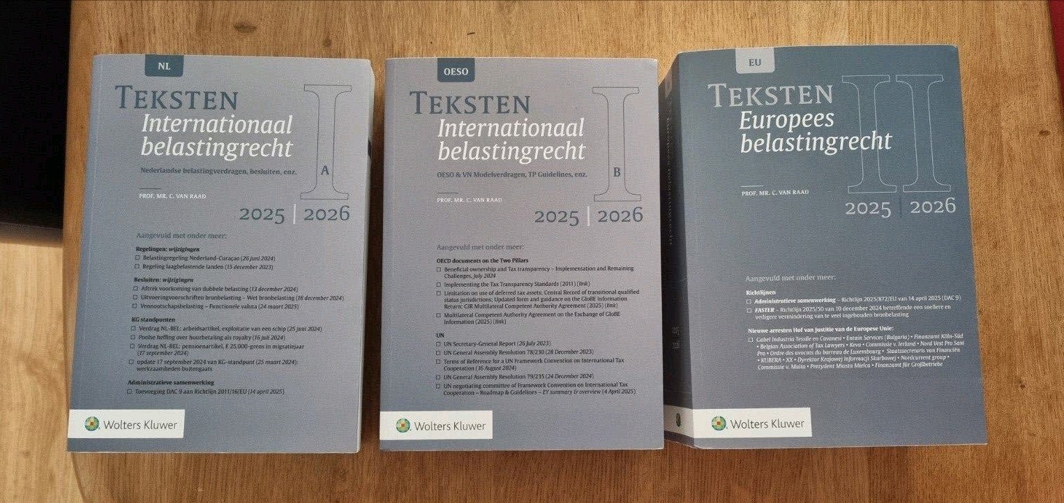 Teksten Europees en Internationaal Belastingrecht 2025/2026, Boeken, Studieboeken en Cursussen, Ophalen of Verzenden, Zo goed als nieuw
