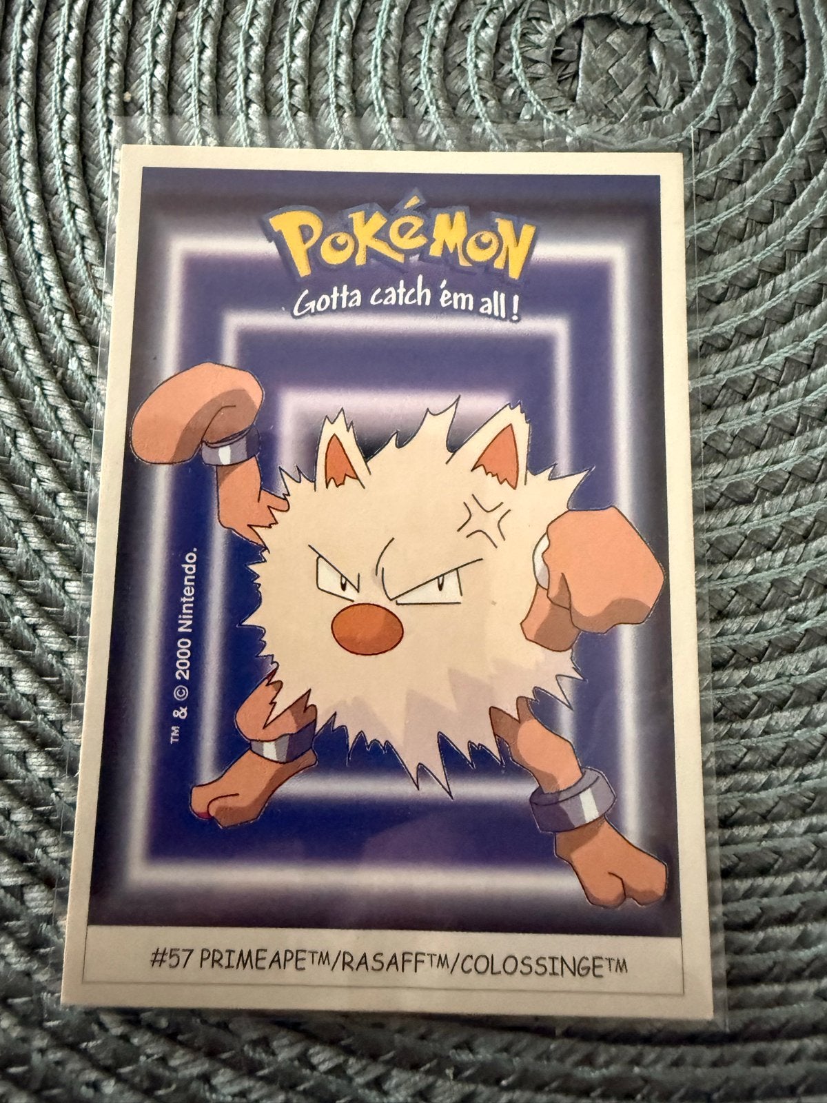 Dunkin Boomer Pokémon Sticker #57 Primeape Rasaff Colossinge, Ophalen of Verzenden, Gebruikt, Losse kaart