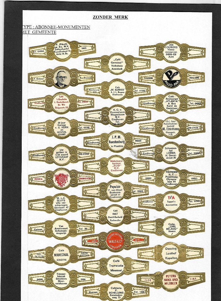 30 reklamebanden zonder merk type abonne, Ophalen of Verzenden, Gebruikt, Sigarenbandjes
