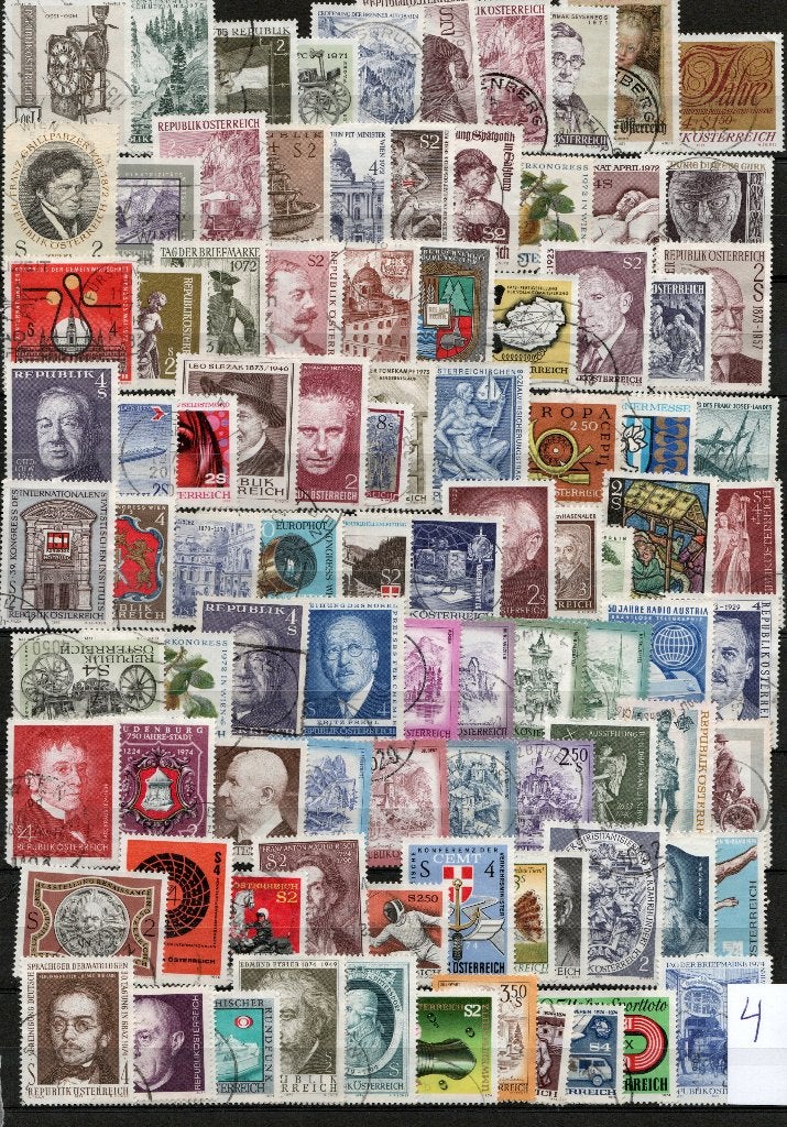 90 zegels Oostenrijk blad 4, Ophalen of Verzenden, Gestempeld