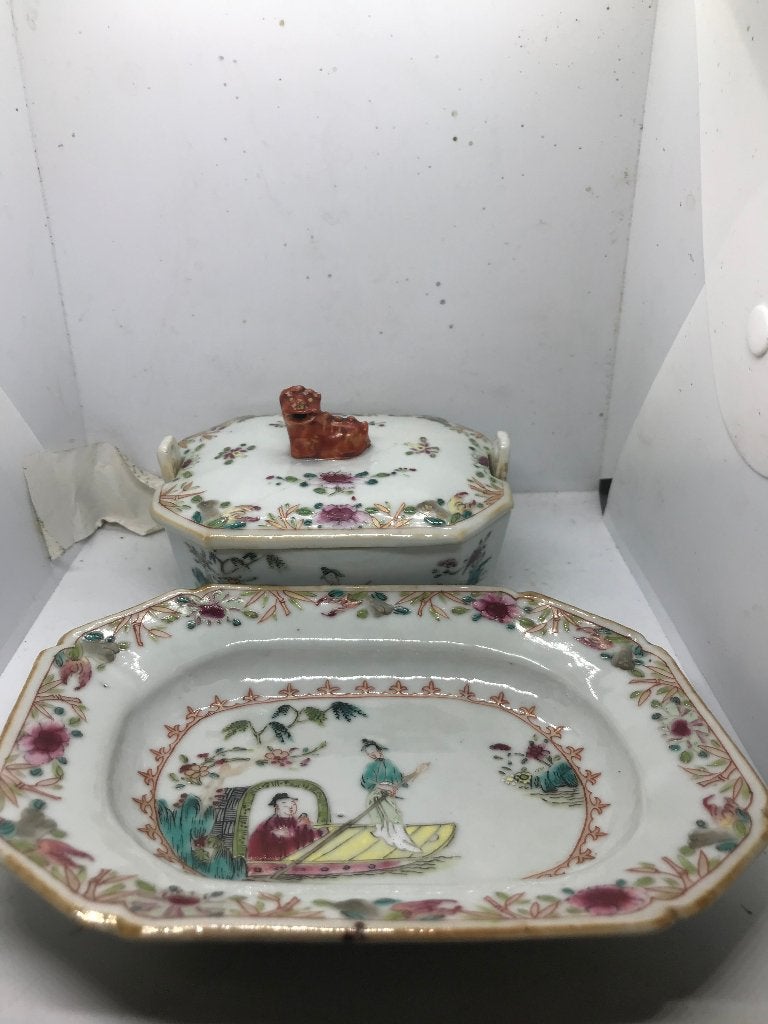 antiek chinees porselein botervloot, Ophalen of Verzenden