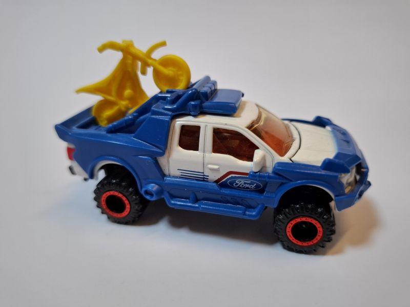 FORD F150 blauw met opbouw en motor met blauwe box Majorette, Ophalen of Verzenden, Nieuw, Auto