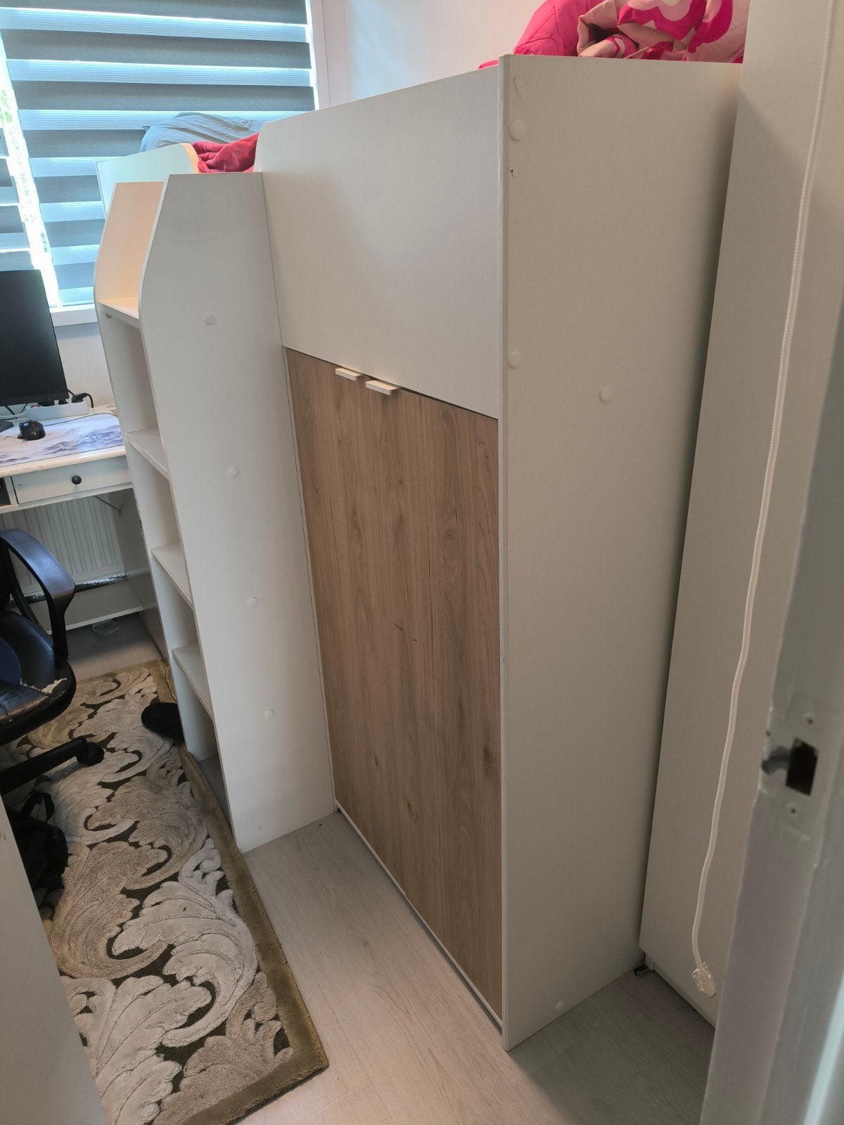 Hoogslaper met bureau en opbergruimte, Ophalen of Verzenden, Eenpersoons, 90 cm, Hoogslaper