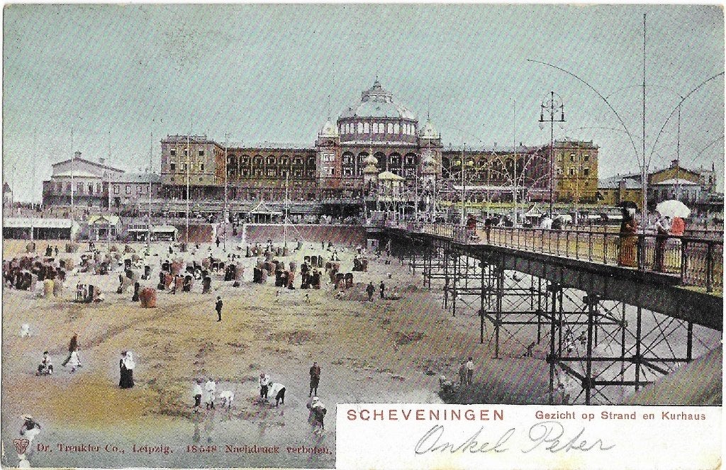 Scheveningen, Strand, Kurhaus, Wandelhoofd, strandstoelen, Verzenden, Voor 1920, Gelopen, Zuid-Holland