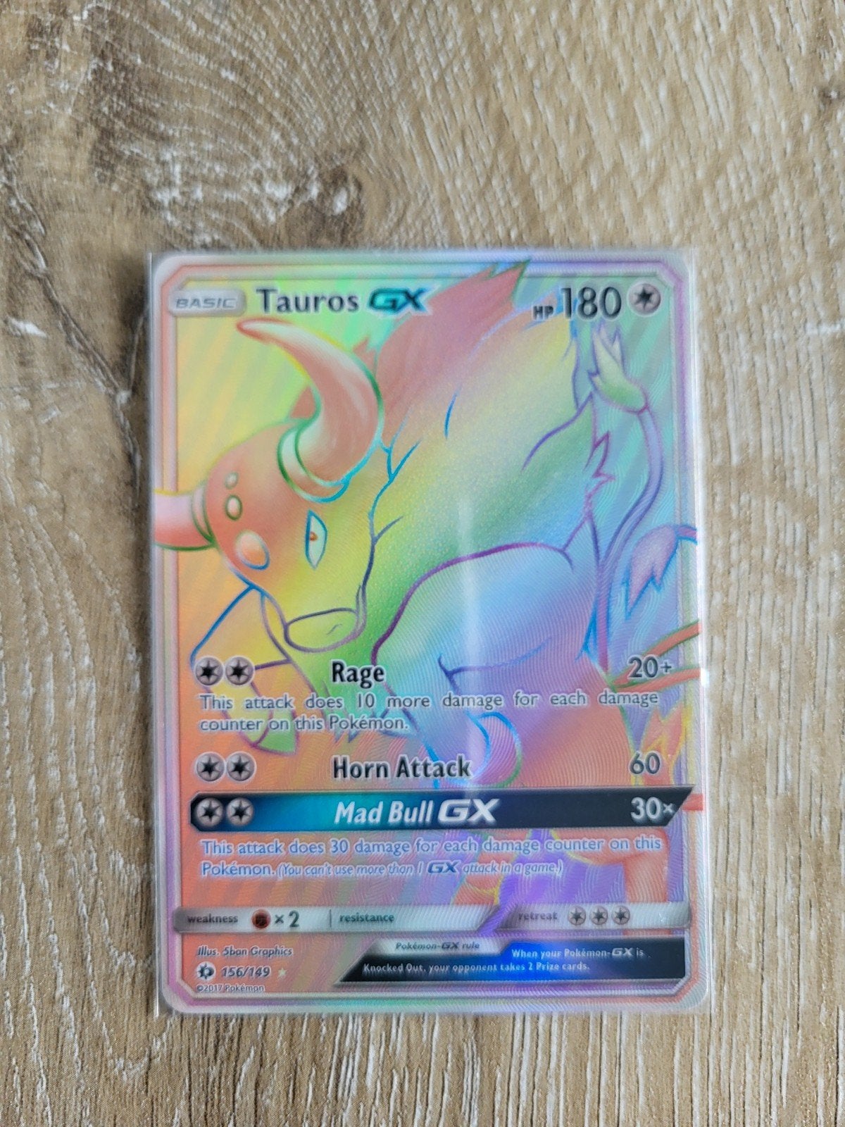 Tauros GX 156 Pokémon Sun & Moon, Ophalen of Verzenden, Nieuw, Losse kaart, Foil