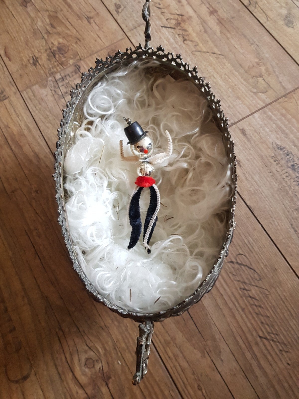 vintage kerstbal chenile poppetje gablonzer, Ophalen of Verzenden, Zo goed als nieuw