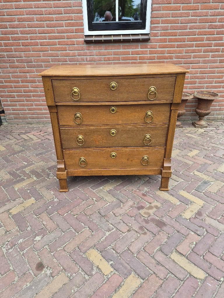 Prachtige Eiken Vier Laden Commode, Antiek en Kunst, Ophalen