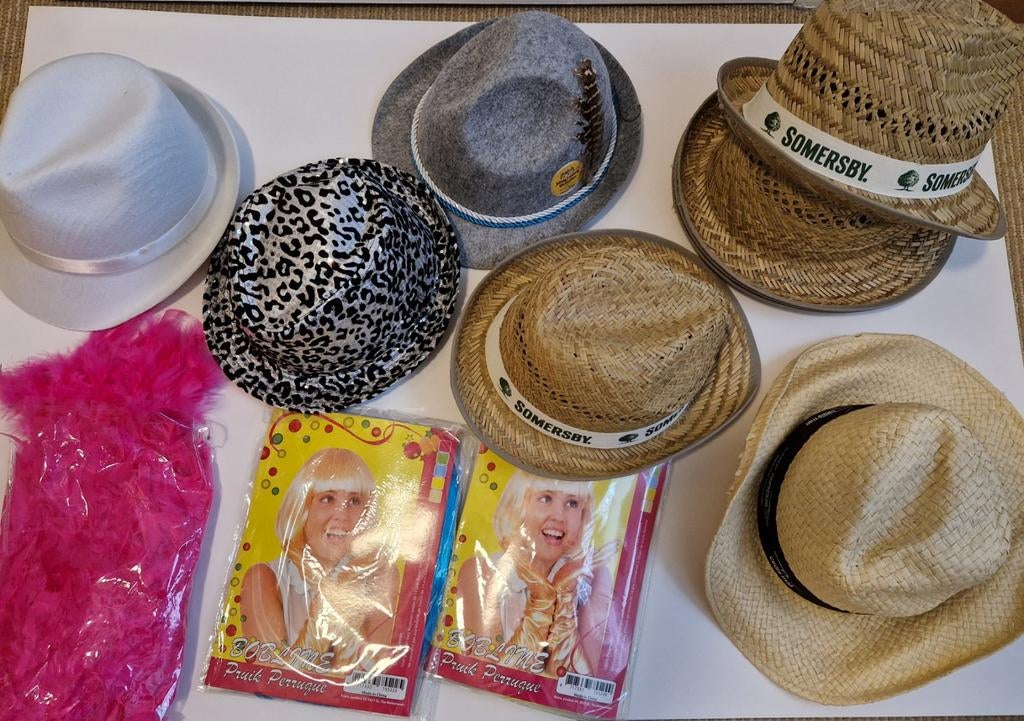 Diverse hoeden, pruiken, Ophalen of Verzenden