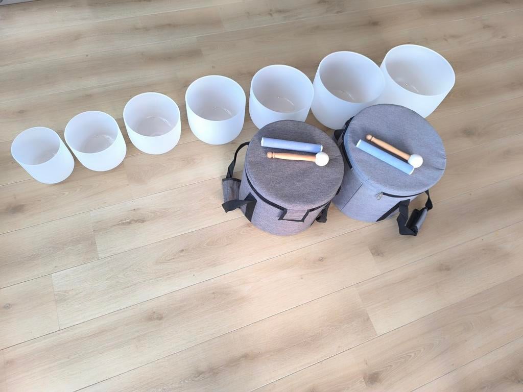 Kwarts kristal klankschalen Set 7 Chakra met Draagtassen., Ophalen, Niet van toepassing, Niet van toepassing, Nieuw