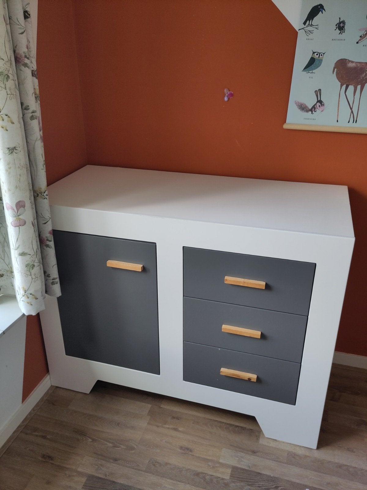 Commode met lades en kastje - Grijs/Wit, Ophalen, Gebruikt