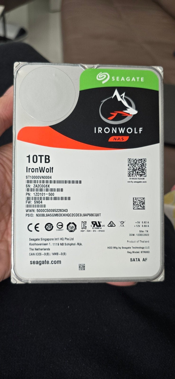 Seagate IronWolf 10TB NAS HDD (ST10000VN0004) - 8 uur, Intern, Server, Ophalen of Verzenden, Zo goed als nieuw