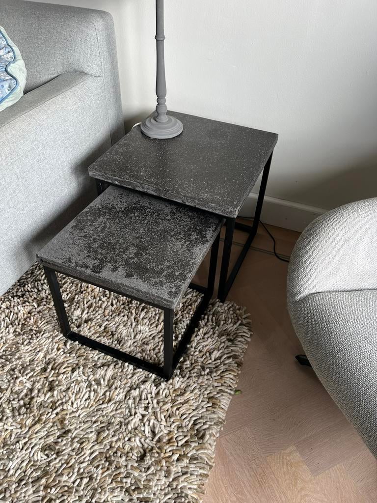 Salontafel set composiet met stalen frame, Ophalen, Zo goed als nieuw, Rond, 50 tot 100 cm