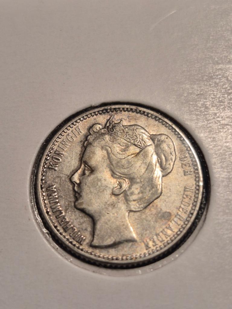 Zilveren kwartje Wilhelmina 1904, Verzenden, Zilver, 25 cent, Koningin Wilhelmina