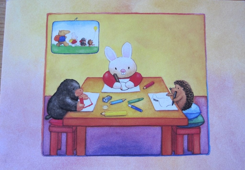 Voor het kind - egel en mol aan tafel - nieuw - 1995, Verzenden, 1980 tot heden, Ongelopen, Overige thema's