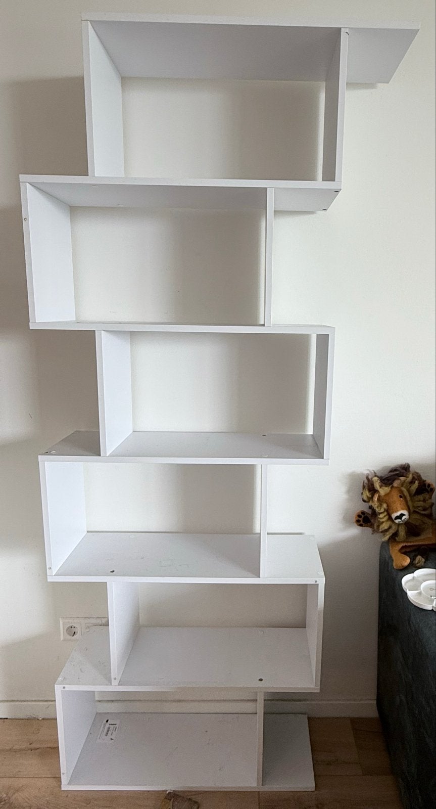 Witte zigzag boekenkast / opbergrek, Ophalen, Met plank(en), Gebruikt, 200 cm of meer