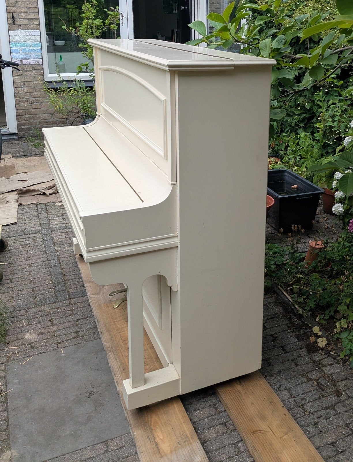 Crèmewitte buffetpiano, Ophalen, Gebruikt, Wit, Piano