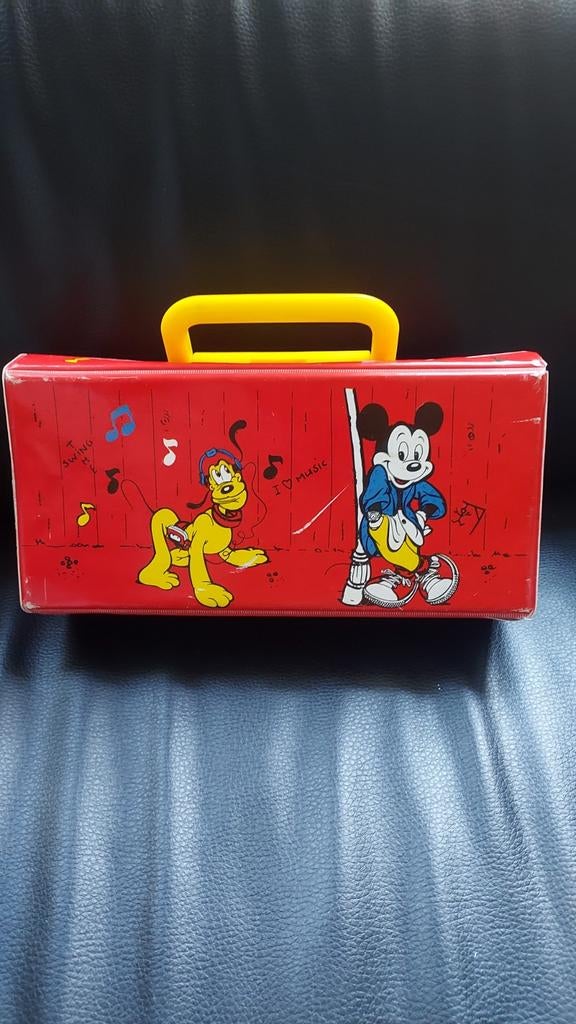 Vintage Disney cassettebandjes koffer Mickey Mouse Pluto, Ophalen of Verzenden