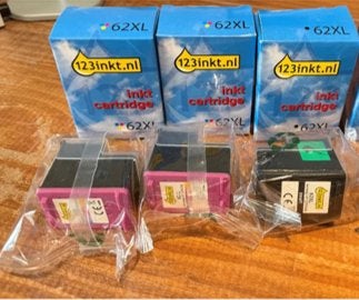 3x HP 62XL cartridges (123inkt Huismerk) - Zwart en Kleur, Computers en Software, Ophalen of Verzenden, Nieuw, Cartridge, 123Inkt