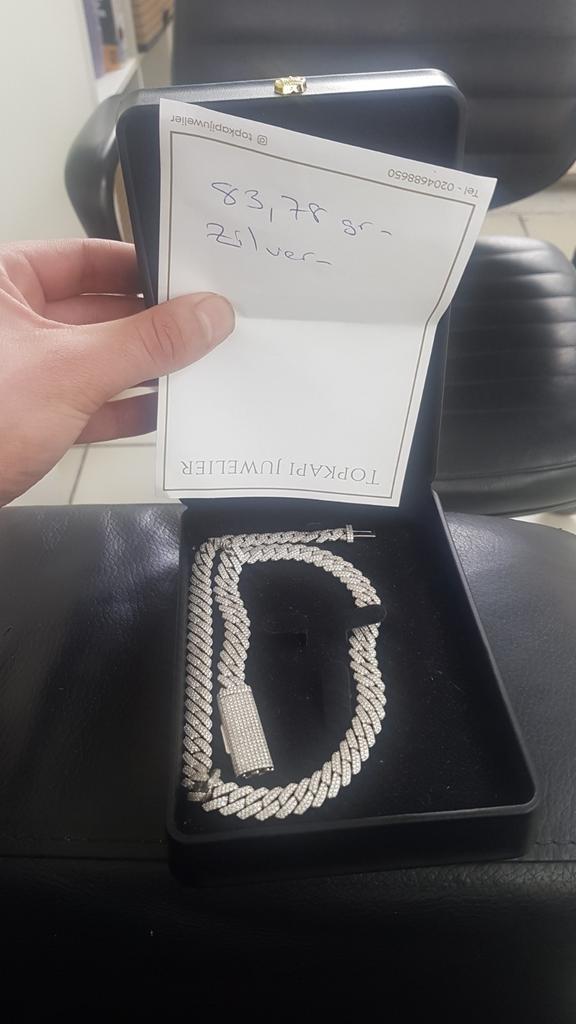 Zilveren Cuban Link Ketting met vvs, Sieraden, Tassen en Uiterlijk, Ophalen of Verzenden, Zilver, Zilver