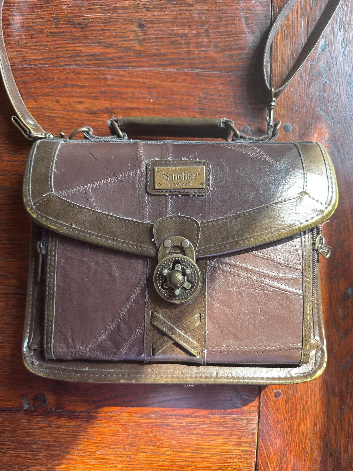 Vintage Sanchez tas - Goede staat, zeer origineel, Ophalen of Verzenden, Gebruikt, Bruin, Schoudertasje