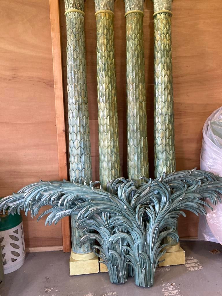 Decoratieve pilaren met bladmotief - set van 4, Tuin en Terras, Tuinwanddecoratie, Ophalen, Zo goed als nieuw