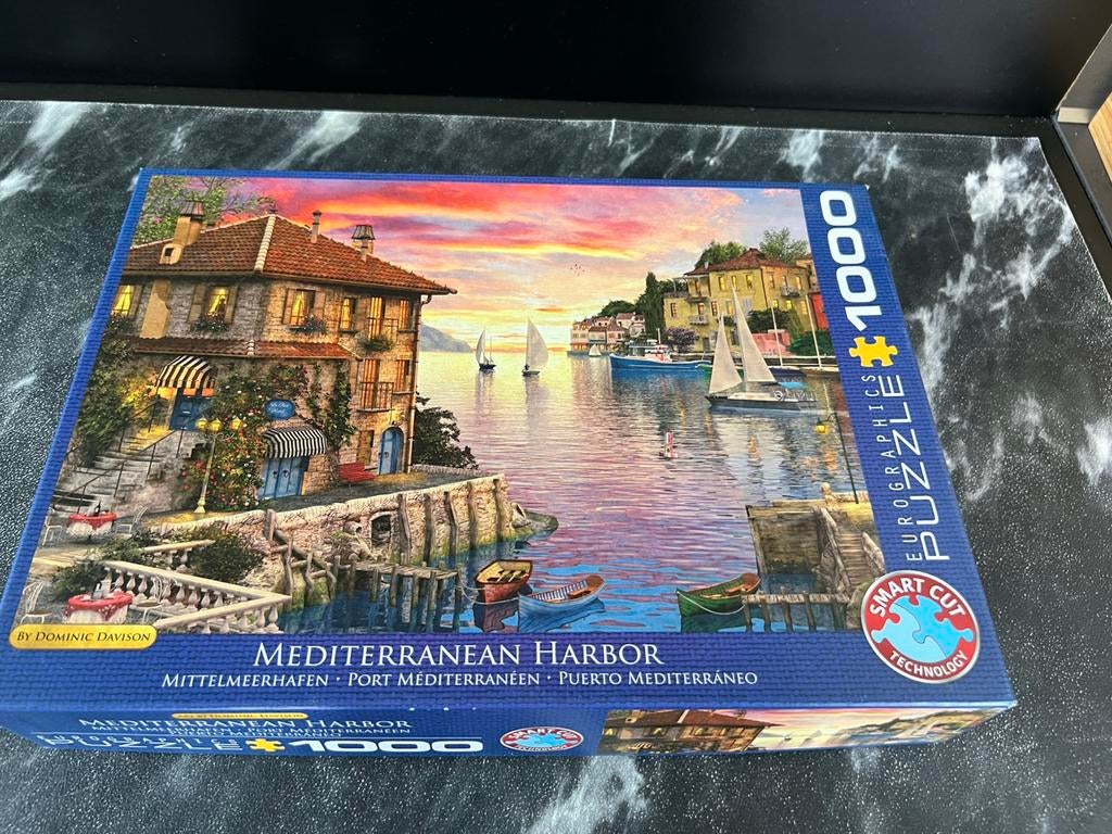 Eurographics puzzel 1000 stukjes Mediterain Harbour, Hobby en Vrije tijd, Ophalen of Verzenden, 500 t/m 1500 stukjes, Zo goed als nieuw