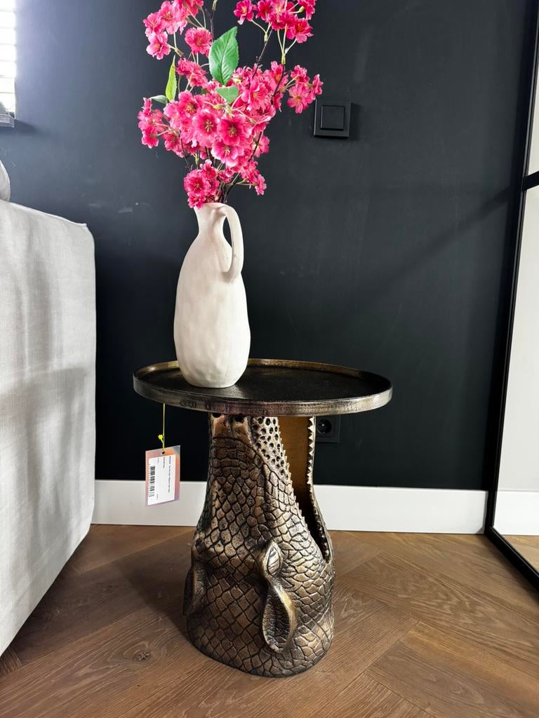 Nieuwe bijzettafel/side table goud “See you later Alligator”, Ophalen, Statement piece: eyecatcher, Overige materialen, Rond