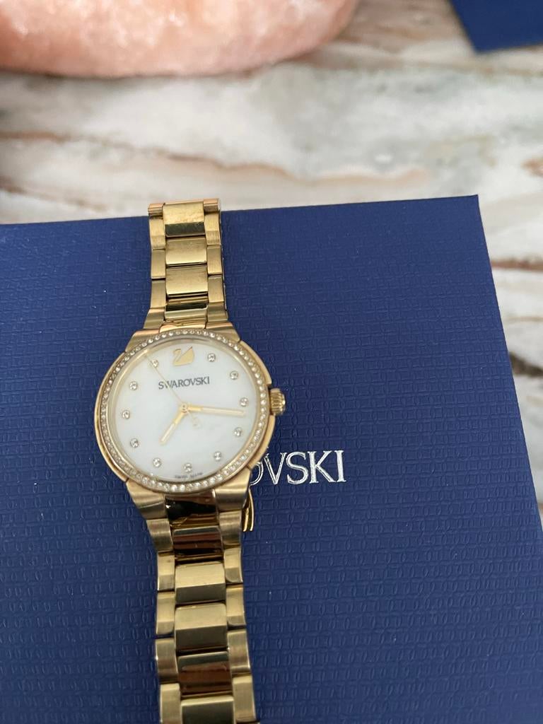 Swarovski City Mini horloge - Goudkleurig met strass, Sieraden, Tassen en Uiterlijk, Overige merken, Polshorloge, Ophalen of Verzenden