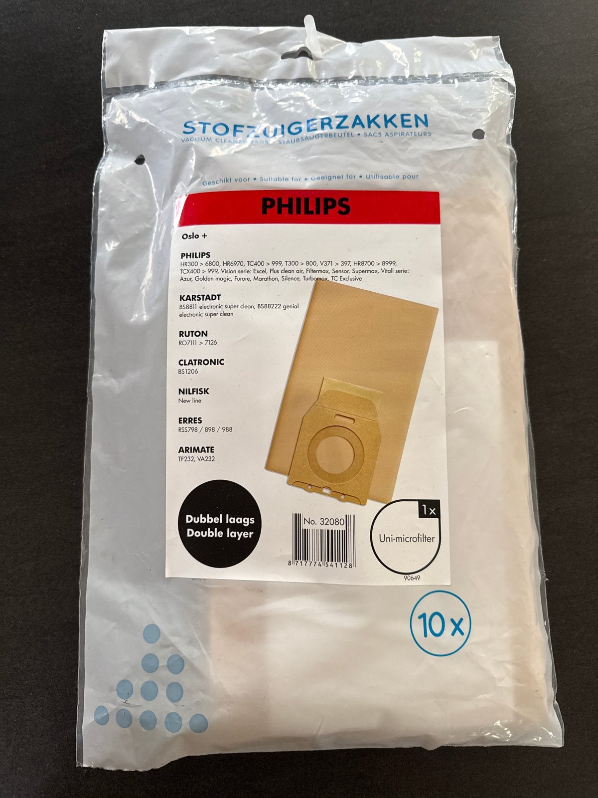 Philips stofzuigerzakken - 10 stuks, dubbel laags, Witgoed en Apparatuur, Inclusief accessoires, Philips, Nieuw, Sledestofzuiger