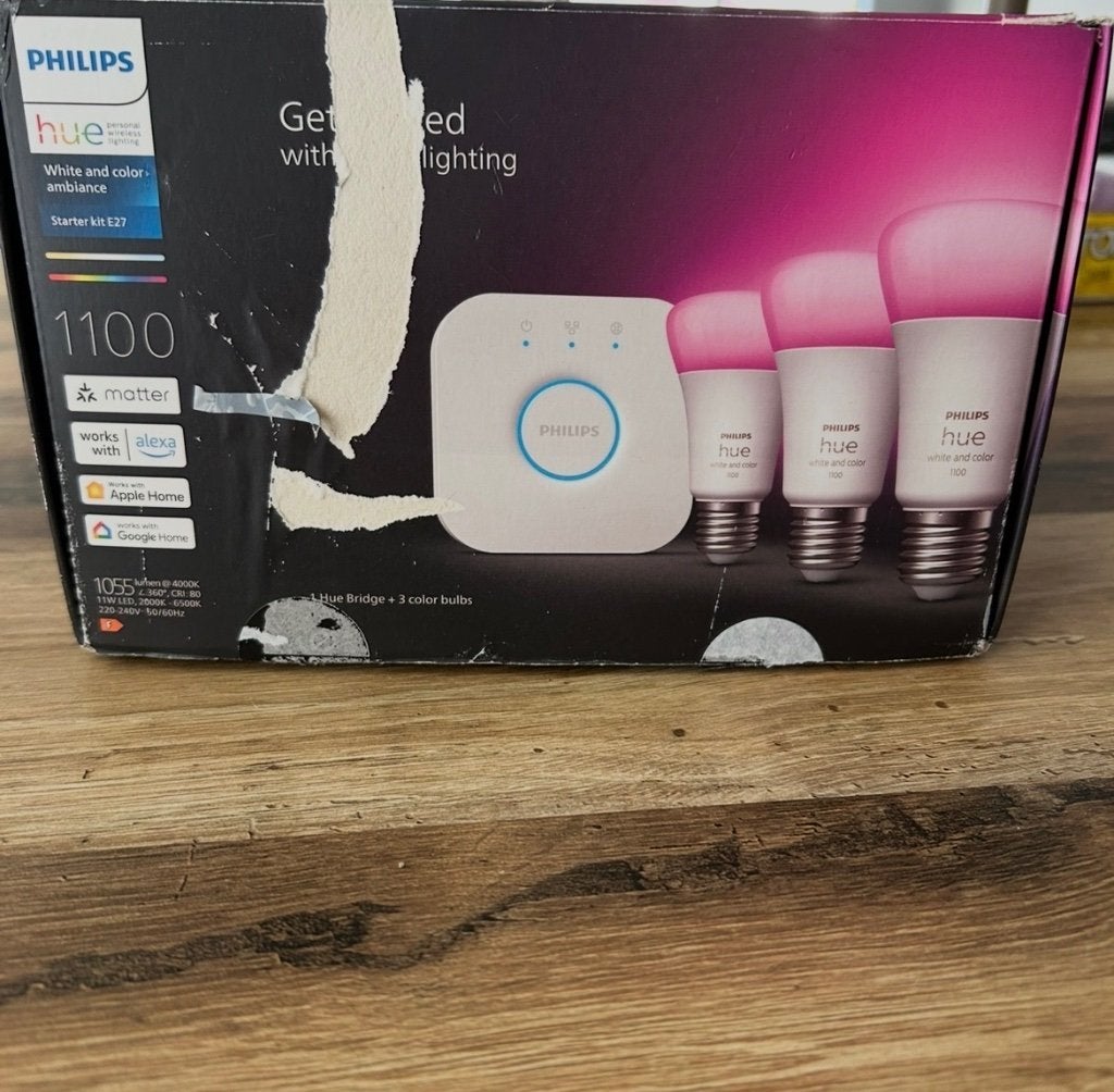 Philips Hue White and Color E27 lampen+Bridge, Led-lamp, Nieuw, E27 (groot), Bedienbaar via app