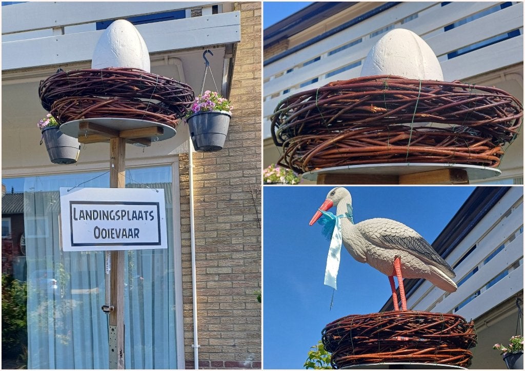 Nr. 1 Compleet Ooievaarsnest met Ooievaar & Ei voor geboorte, Ophalen of Verzenden, Zo goed als nieuw, Geboortebord