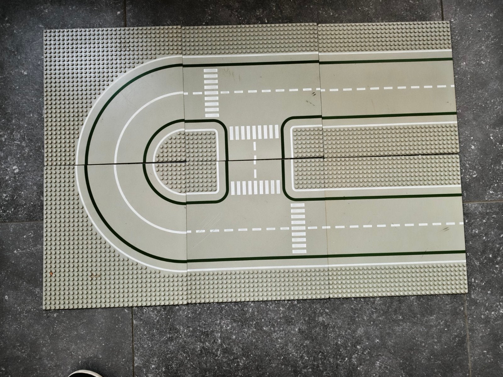 6 Lego City wegenplaten wegplaten grijs met fietspad, Ophalen of Verzenden, Gebruikt, Grondplaat, Lego
