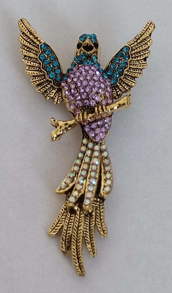 Papegaai broche, Overige materialen, 4 tot 7 cm, Overige kleuren, Nieuw