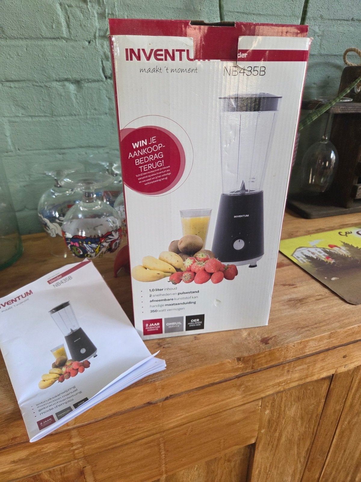 Inventum NB435B Blender -  met doos en handleiding, Ophalen, 1 tot 2 liter, 2 snelheden, Nieuw
