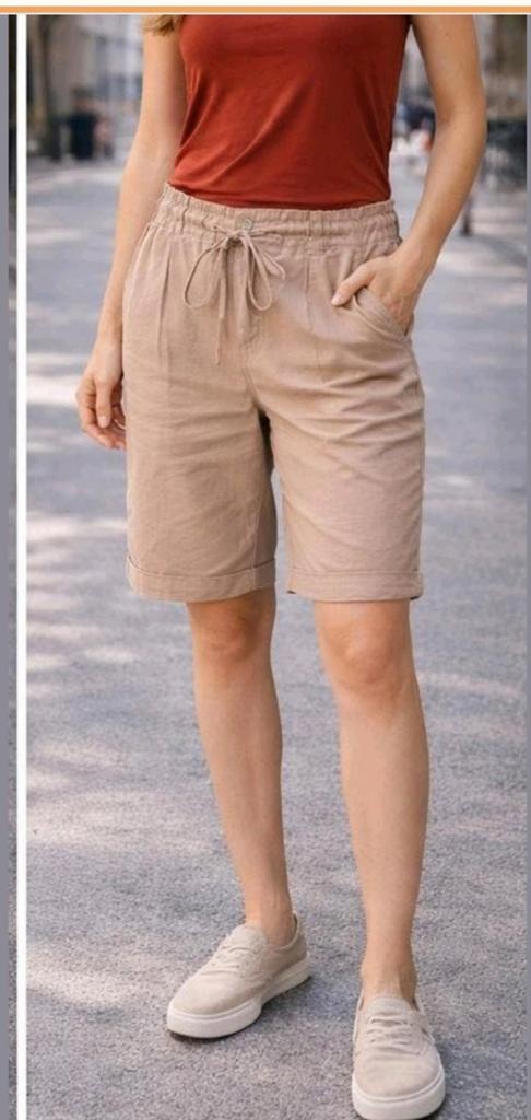 Triple Nine beige bermuda short met strikceintuur – maat S, Maat 38/40 (M), Triple Nine, Kort, Beige