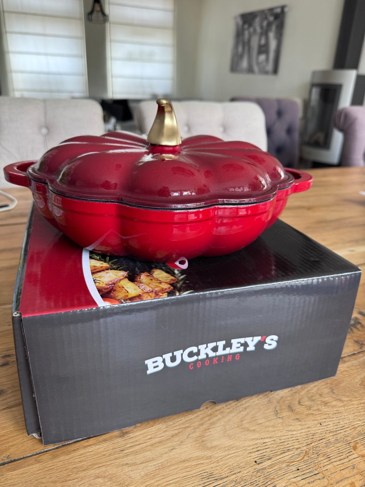 Buckley's gietijzeren Pompoen pan - Gietijzer Rood, Met deksel, Nieuw, Ophalen of Verzenden, Overige merken
