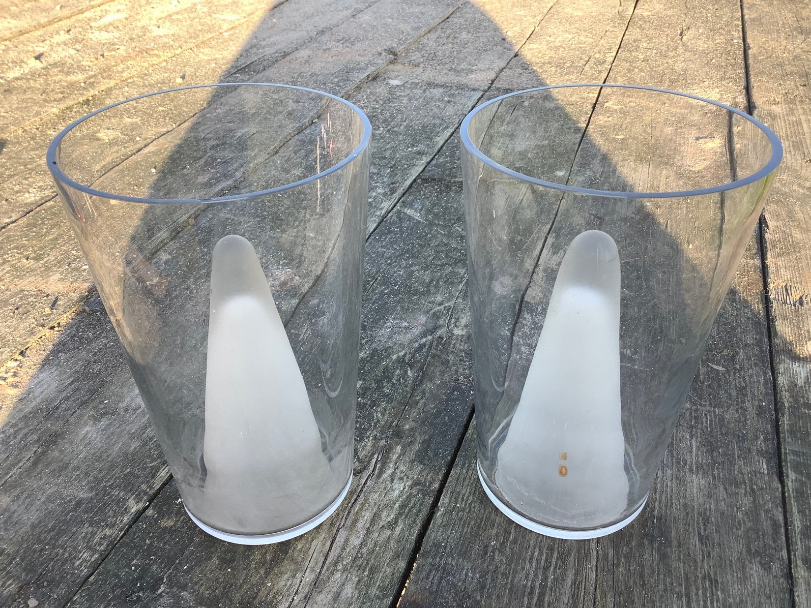 Glazen design vazen met middenstuk in de bodem, Ophalen of Verzenden, Gebruikt