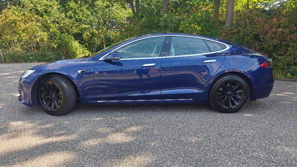 Tesla Model S 2018 Blauw, Auto's, Automaat, Beige, 110 €/maand, Elektrisch