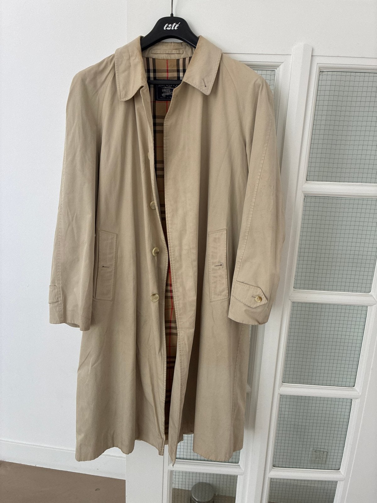 Vintage Burberry's Trenchcoat - Beige met Nova Check voering, Ophalen, Gedragen, Maat 46/48 (XL) of groter, Beige