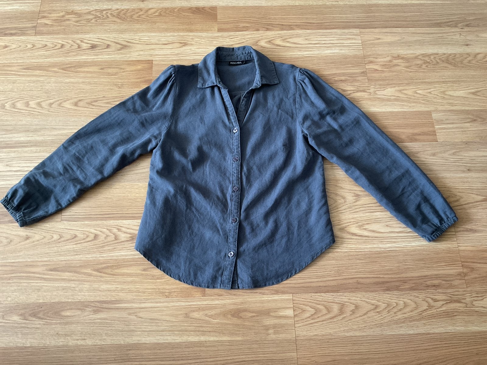 Pescara linnen/viscose blouse maat M donkergrijs, Ophalen of Verzenden, Gedragen, Maat 38/40 (M), Grijs